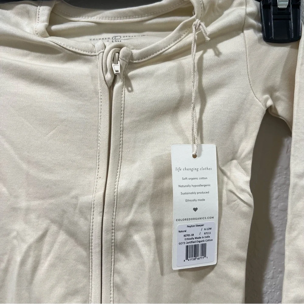Colored Organics Peyton Zipper Sleeper Natural Size 6-12 months